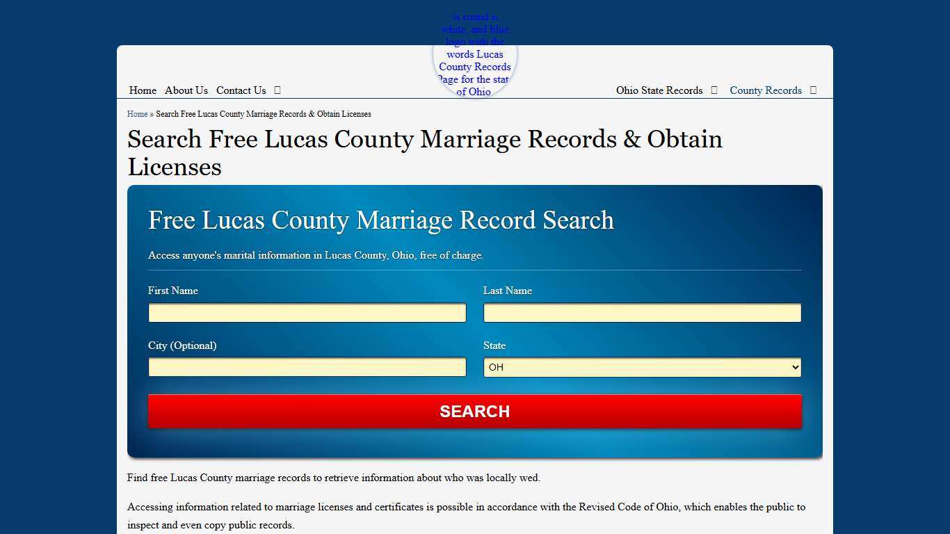 Search Free Lucas County Marriage Records & Obtain Licenses