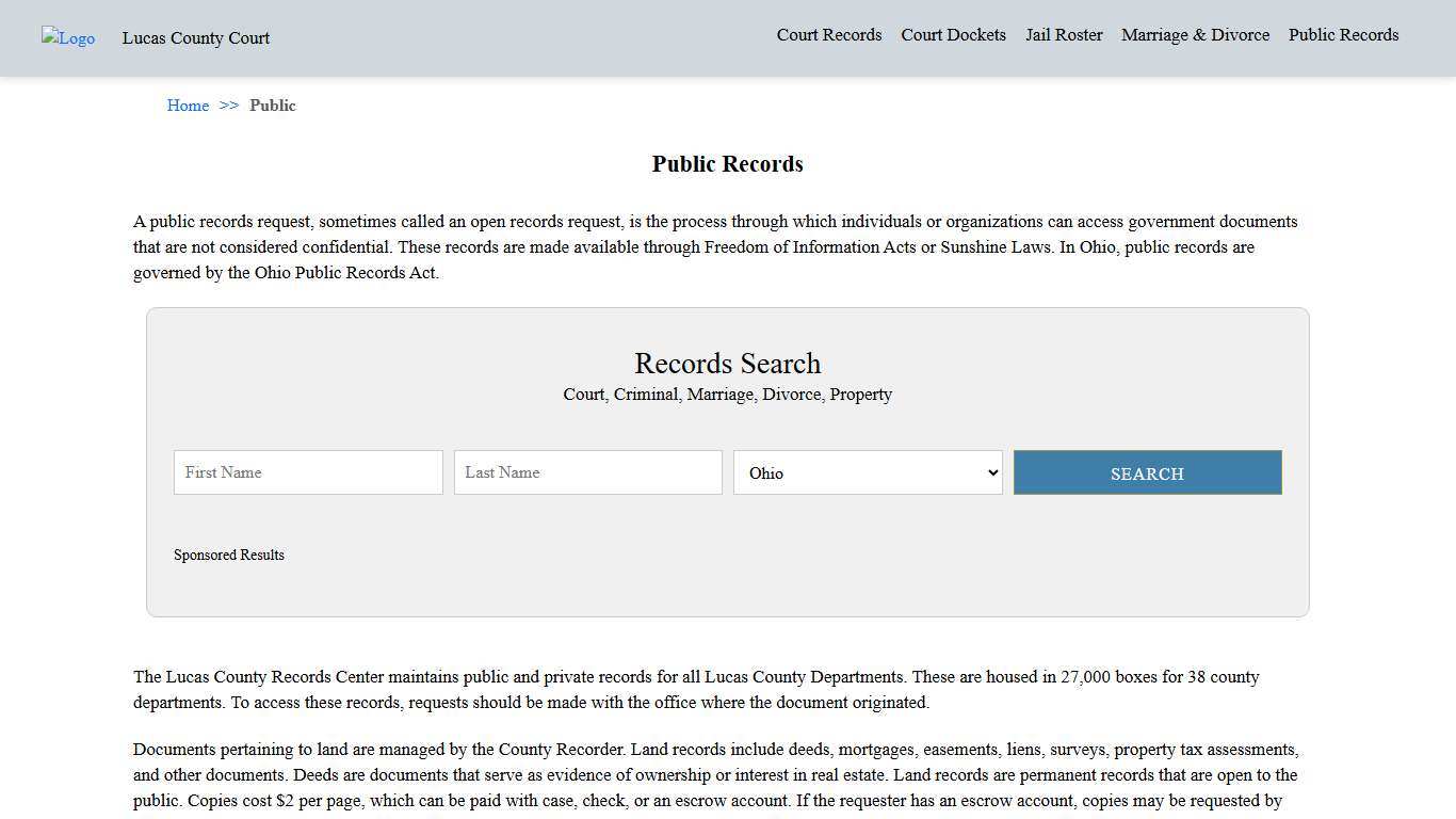 Public Records Lucas County Court
